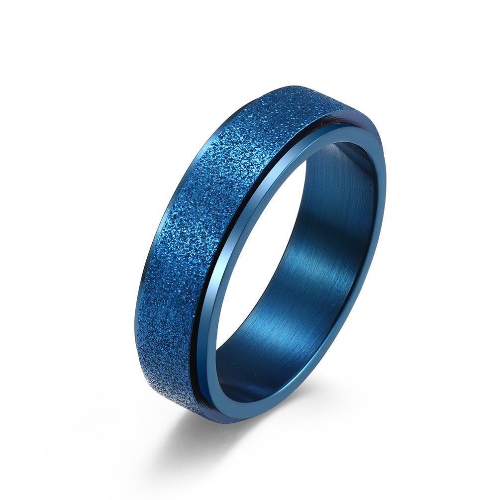 Wholesale Unisex simple frosted pearl sand rotatable titanium steel ring